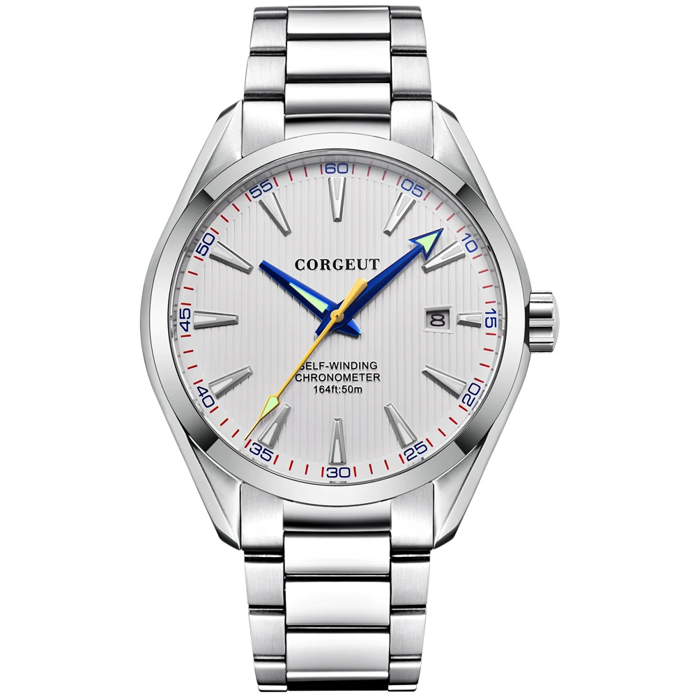 Corgeut NH35 ST1612 Miyota8215 reloj mecánico automático para hombre, correa de acero inoxidable, cristal de zafiro, 41mm