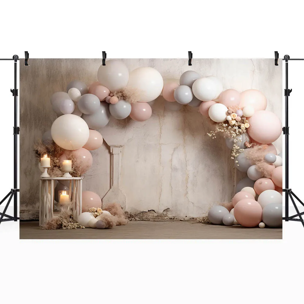 Mocsicka قوس بالون الرجعية جدار الطفل طفل صورة خلفية زهرة بامباس العشب الوليد التصوير خلفية الصورة استوديو الدعامة