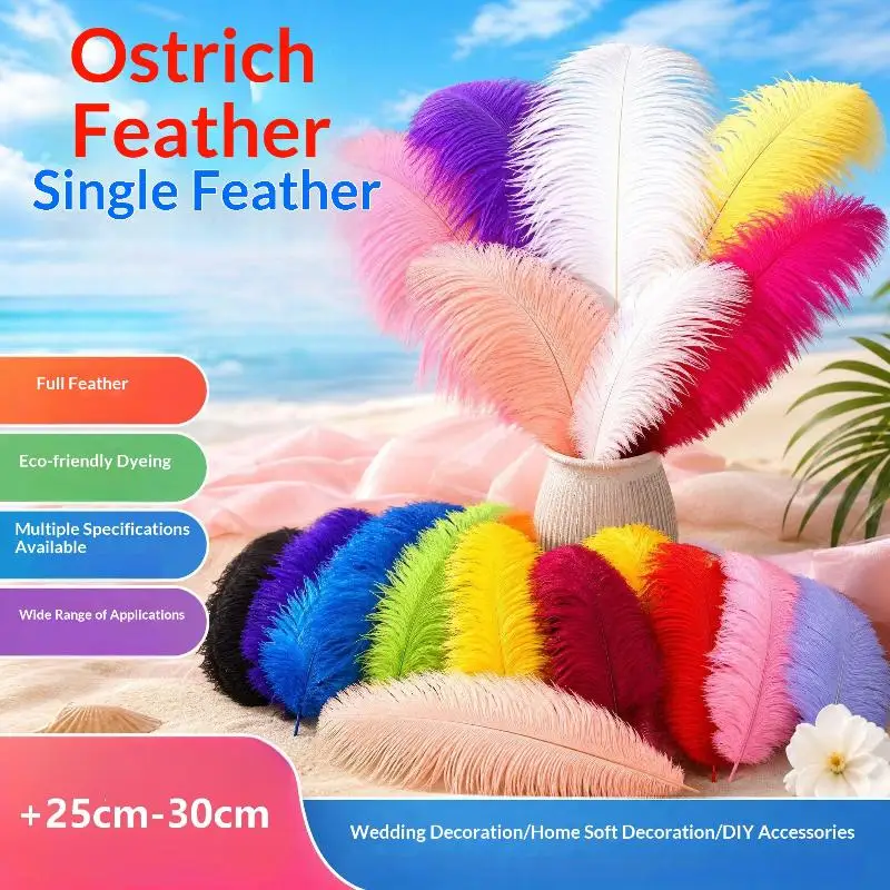 25 To 30cm Ostrich Feather Soft Plume Decorative Feather Multicolor Options For Wedding Home Party DIY Craft Ornament