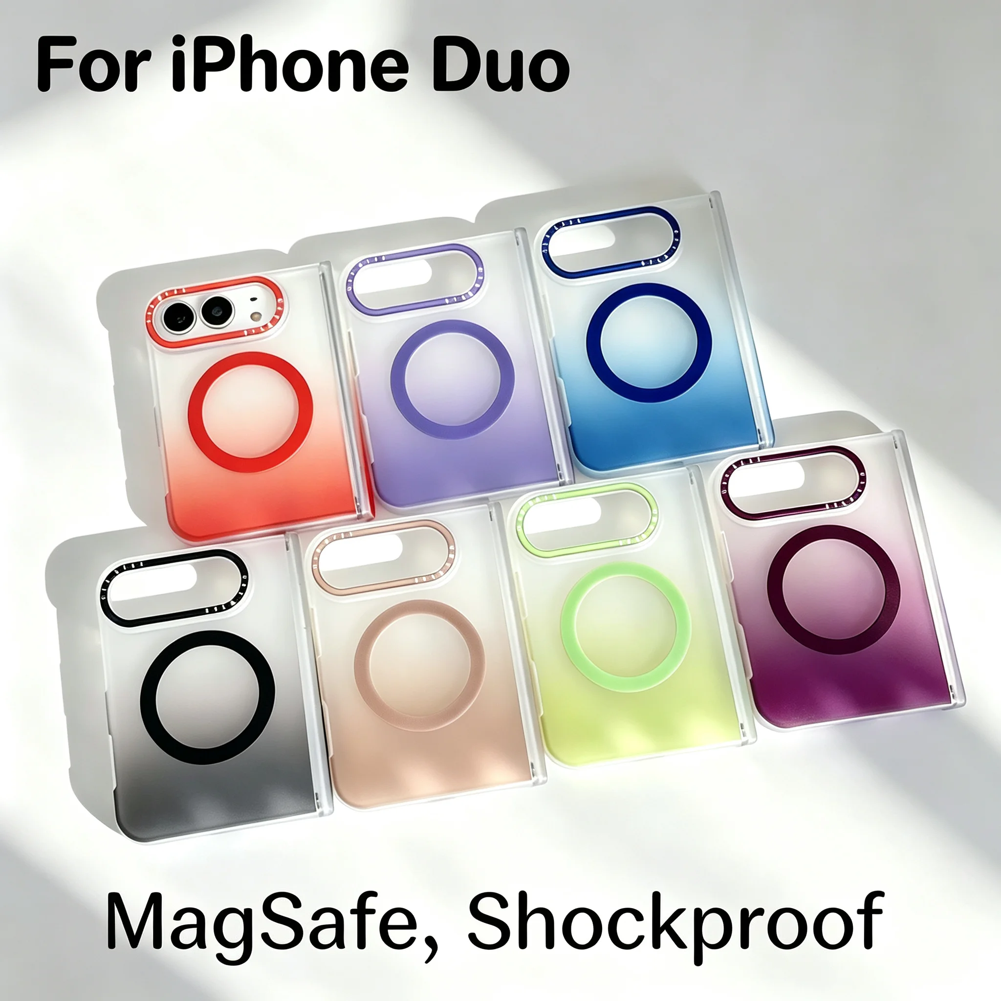 Matte Anti-Fingerprint Magnetic Phone Case For iPhone Duo Shockproof MagSafe Magnetic Foldable Case