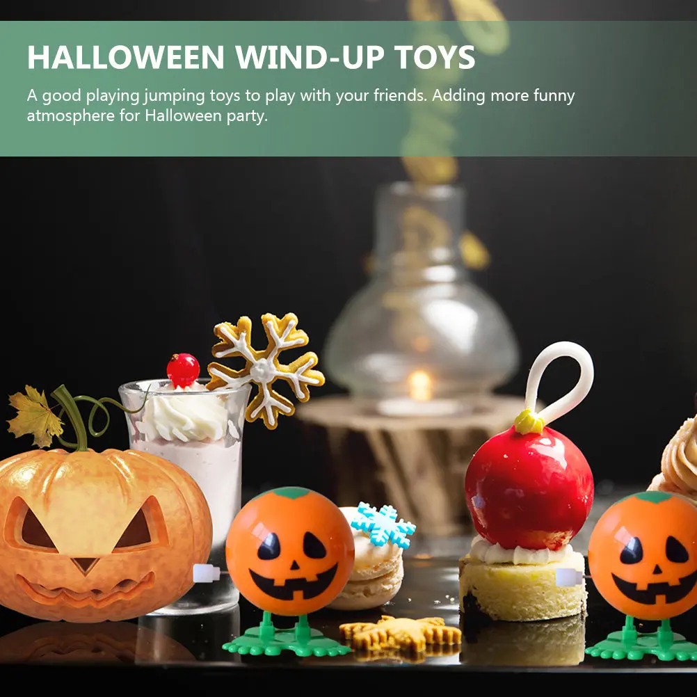 

6Pcs Halloween Pumpkin Clockwork Wind Up Jumping Decorations Party Prank Creative Fun Props for Kids Wind Up Toy