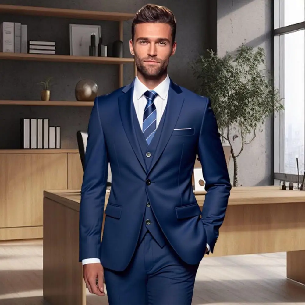

Suit For Men Wedding 3 Pieces Set Elegant Jackets Vest Pants Blazers Groom's Formal Full Business Coats 2025 Costume