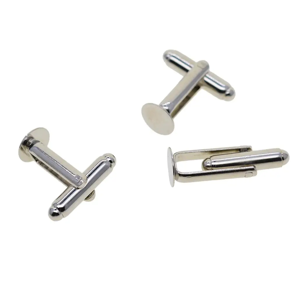 Cuff Links 8mm Silver Brass Settings Components for Handmade Men Accessories