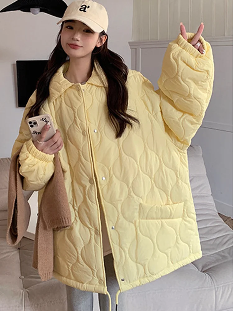 Oversized Parkas Women Sweet Down Padding Coat Female Autumn Winter Fashion Jackets Ladies Casual Loose Warm Quilted Coats