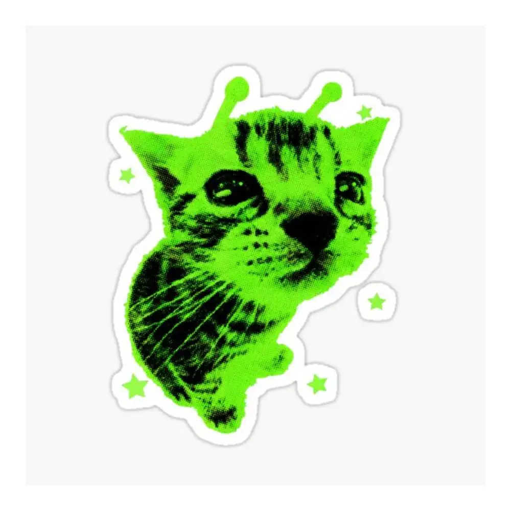 Alien Cat Lover Feline Extraterrestrial Sticker Helmet Flask Cup Laptop Car Vehicle Window Bumper Decal