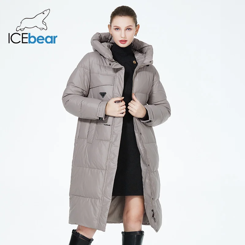 Imagem -02 - Icebear-jaqueta Puffer com Zíper Feminina Parkas de Algodão Quente Outwear à Prova de Vento Moda Elegante Inverno Gwd22382i 2023