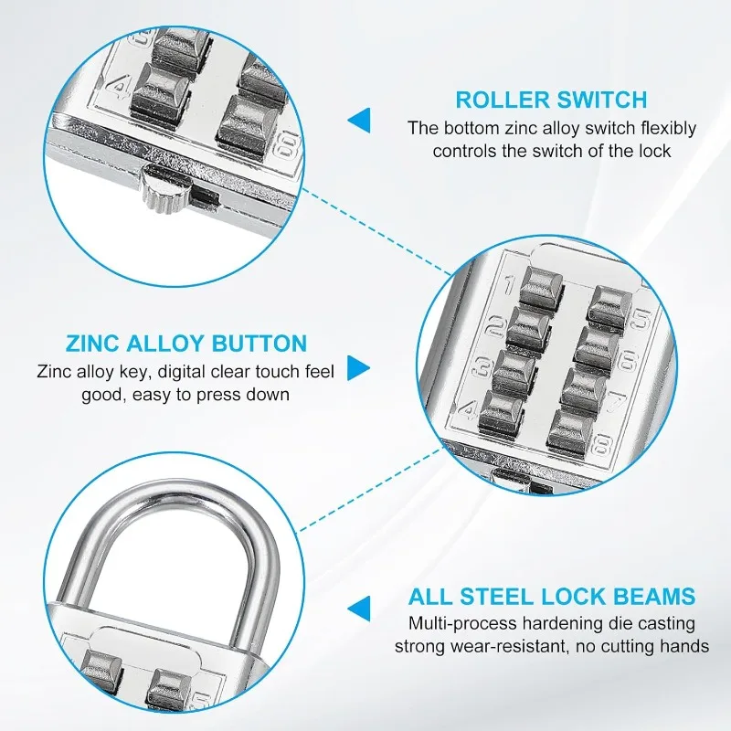 Wireless Rotary Dial Padlock - Secure, Durable Combination Lock for Suitcases & Travel Gear, Heavy-Duty Metal Construction