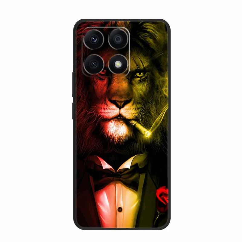 For Honor X8a Cover Flowers TPU Soft Silicone Transparent Back Phone Case For Huawei Honor X8A Funda HonorX8B Tiger Animal Coque