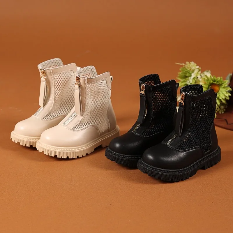 

Girls' sandals 2025 Summer New Design Large-size Open-weave Mesh Boot with Soft Bottom and High-cuffed Children's Shoes