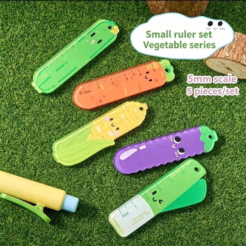 5PCS Cute 5cm Cartoon Animal Rulers Creative Paw Portable Cat Dog Mini Ruler Backpack Charm Ruler Student Reward Gifts