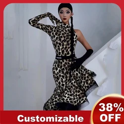Latin Dance Dress For Women Single Sleeved Fishbone Skirt Suit Chacha Rumba Tango Wear Latin Dance Competition Dress DQS15153