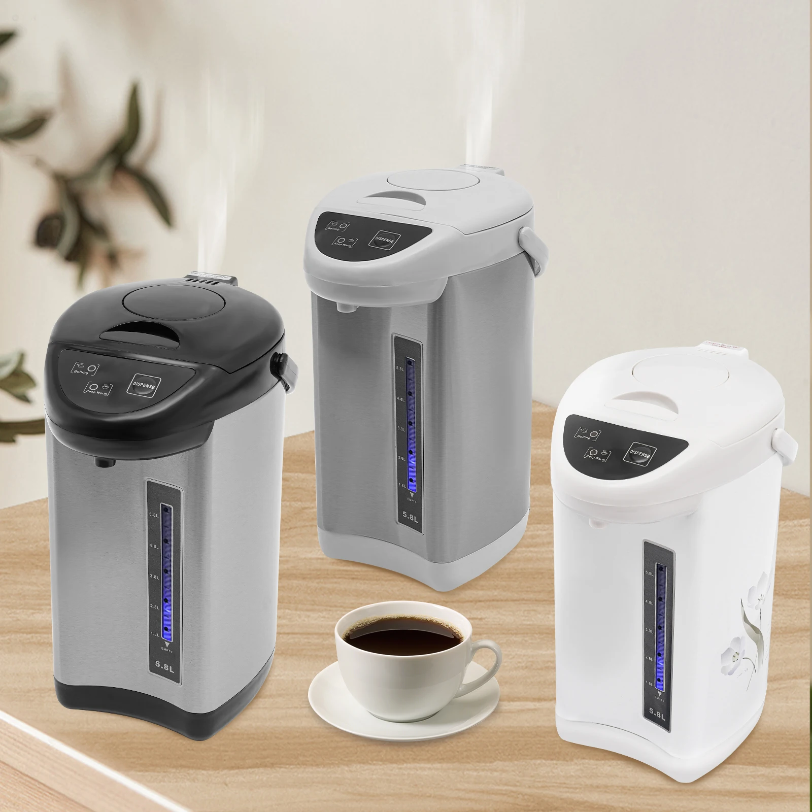 Водонагреватель и подогреватель большой емкости, съемный резервуар для воды из нержавеющей стали 304, электрический чайник 4 л для чая и кофе