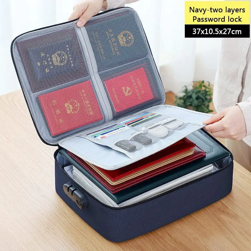 Large Capacity Multi-Layer With Lock Document Tickets Storage Bag Certificate File Organizer Case Home Travel Passport Briefcase