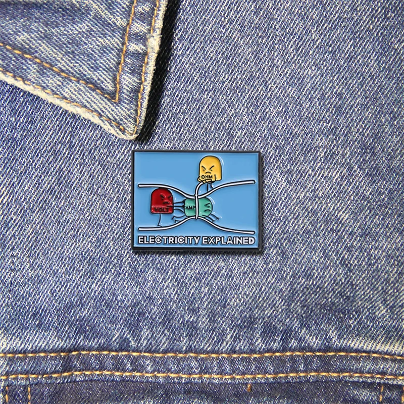 

Electricity Explained Enamel Pin Science Brooch VOLT OHM Badge Hat Clothes Backpack Accessories