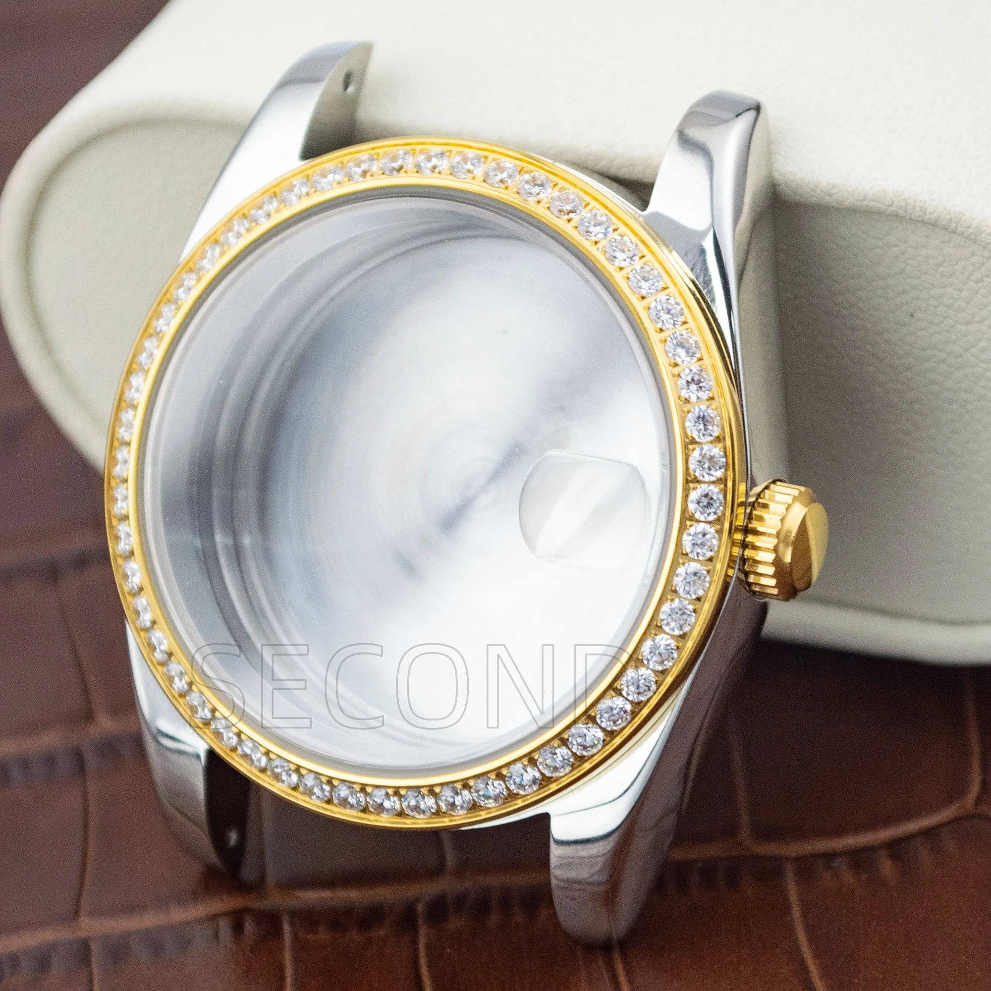 39mm/36mm Diamond NH35 Watch Case Stainless Steel Sapphire Crystal Waterproof For Datejust NH34 NH35 NH36 Transparent Back Parts