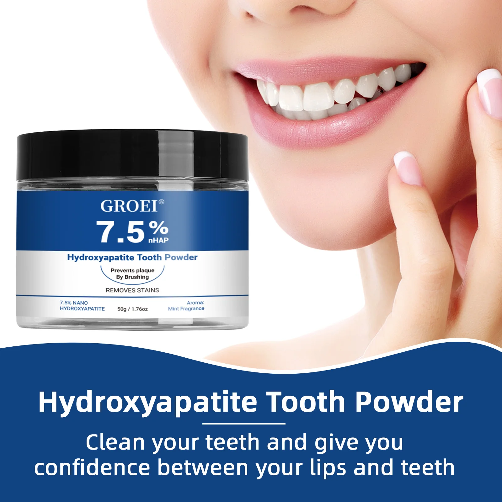 

Hydroxyapatite Tooth Powder,Gentle Mint,Breath Refreshing Brighten Toothpaste,Intensives Stain Removal Tooth Paste,Oral Care