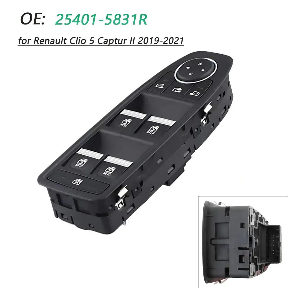 

Для Renault Clio 5 Captur II 2019 2020 2021, левый главный переключатель управления стеклоподъемником со стороны водителя 25401-5831R 254015831R