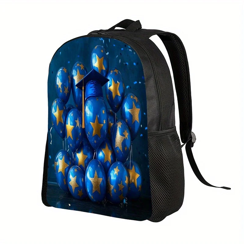 

Рюкзак с дизайном выпускного шара и шапочки - сине-золотой рюкзак для выпускного вечера, легкий, складной, на молнии