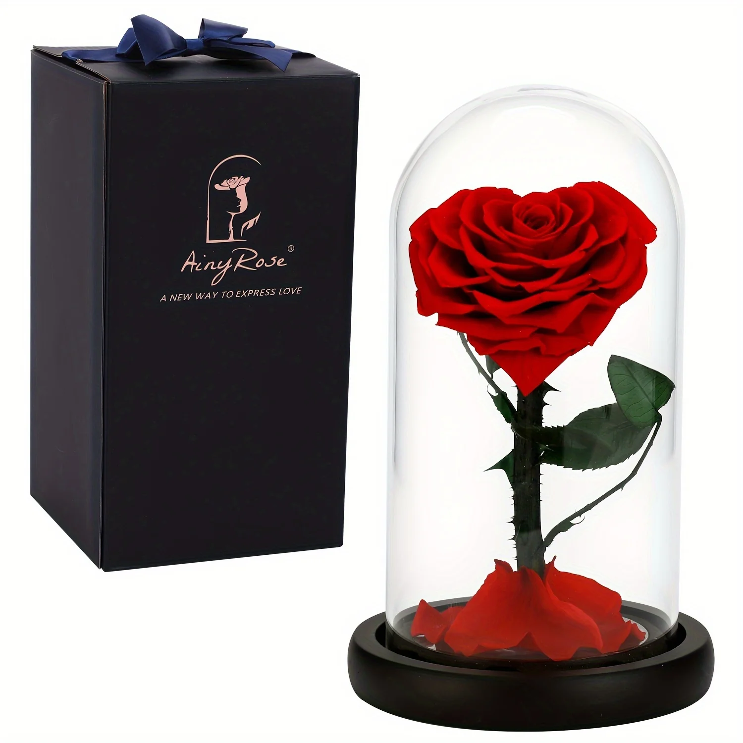 

Heart-shaped Forever Preserved Real Rose Eternal Flower for Valentine's Day Mothers Day gifts Anniversary Birthday