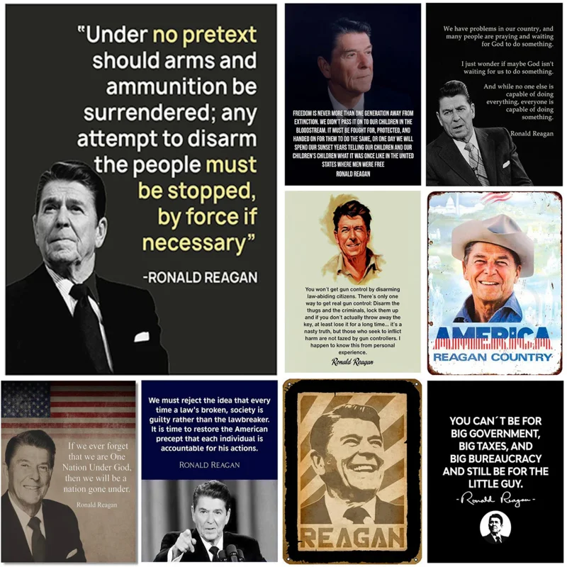 Vintage Quotes Metal Tin Signs American Presitent Reagan Wall Art Poster for Garage Home Cafe Bars Pubs Iron Painting Decoration