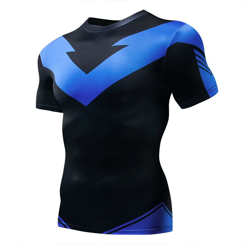 New Nightwing - Short Sleeve Fashion Compression Shirt Thanos 3D Printed T-shirt Men\'s Summer Casual Crossfit Men\'s Fitness Top