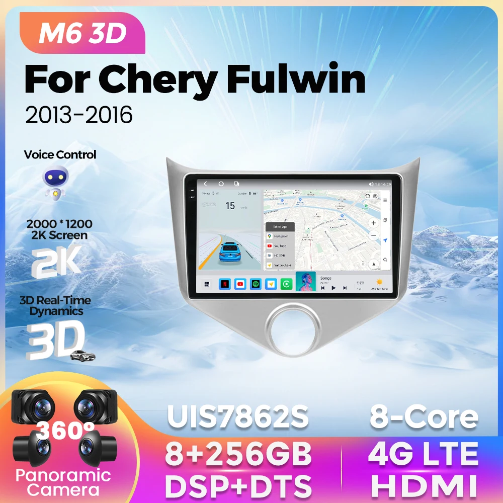 

NEW M6 3D UI 2K Screen Car Radio For Chery Fulwin 2013-2016 Multimedia Player GPS Navigation For Wireless Carplay Android Auto