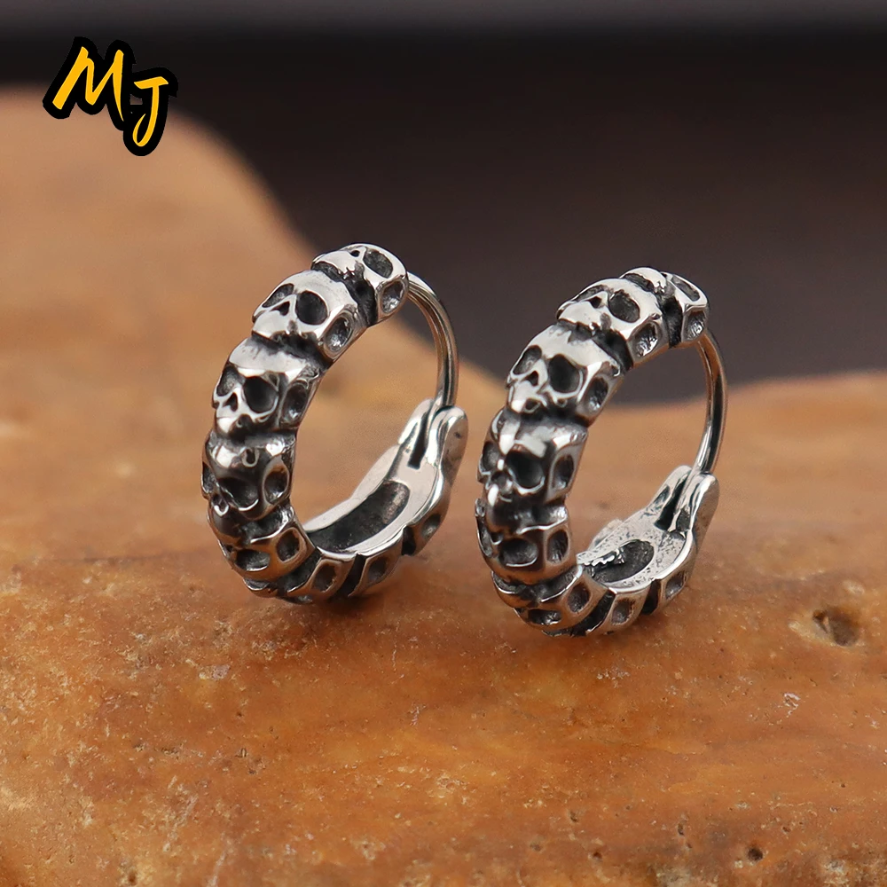 

Fashion Punk Skull Earrings for Women Stainless Steel Gothic Skeleton Hoop Earrings Unique Male Jewelry Accessories Dropshipping