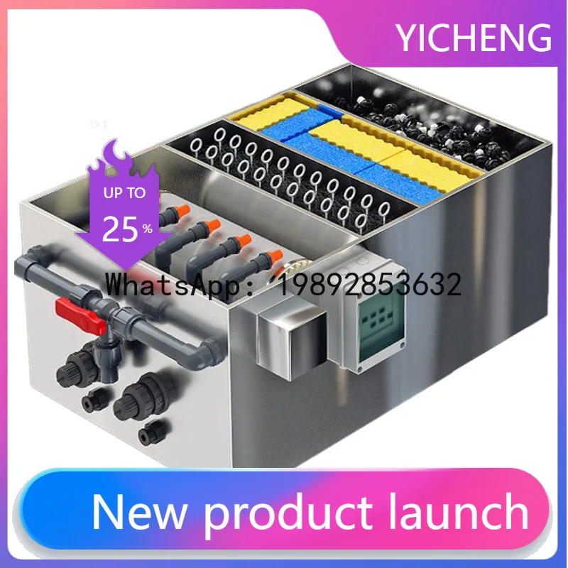

HYS stainless steel fish pond filter rotary drum microfilter water circulation system koi pond backwash fish stool separator