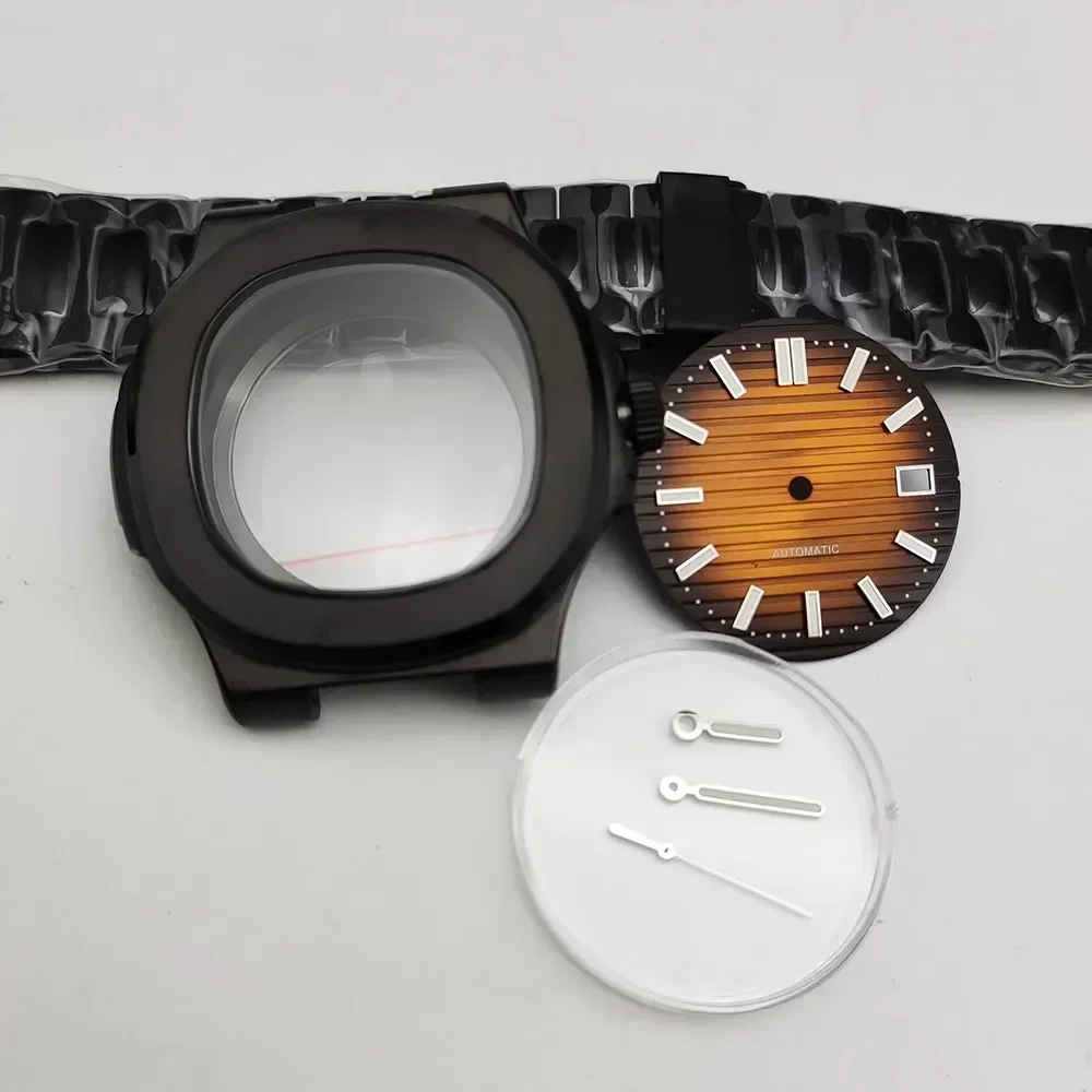 NH35 42mm Black PVD NH35 Watch Case Stainles Steel Watchband or AQUANAUT Nautilus NH36 Watch Accessories Dial Hands MOD Parts