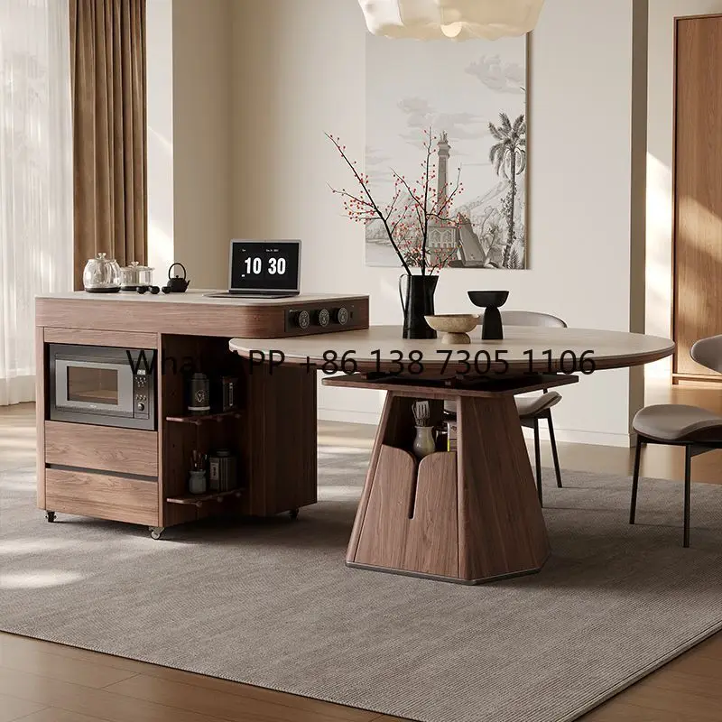 

Многофункциональный складной телескопический квадратный и круглый деревянный обеденный стол двойного назначения, бытовой встроенный остров