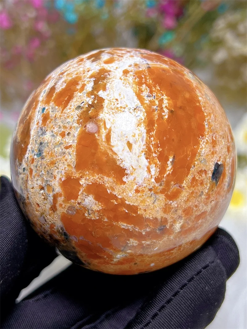 Natura Crystal Blue Apatite Gold Sun Stone Coexistenc SPhere Free Form Reiki Healing Stone Home Decoration Exquisite Gift