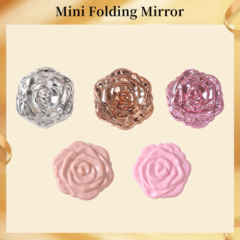 1 STKS Draagbare Mini Spiegel Retro Rose Bloem Kleine Zak Make-upspiegel Dubbelzijdig Handspiegels Compact Cosmetische Schoonheid Tool