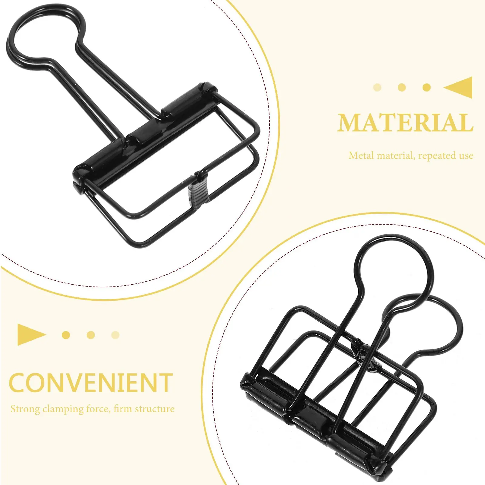 10pcs Bright Metal Binder Clips Office Supplies Document Paper Files ganizer Tone Medium Size
