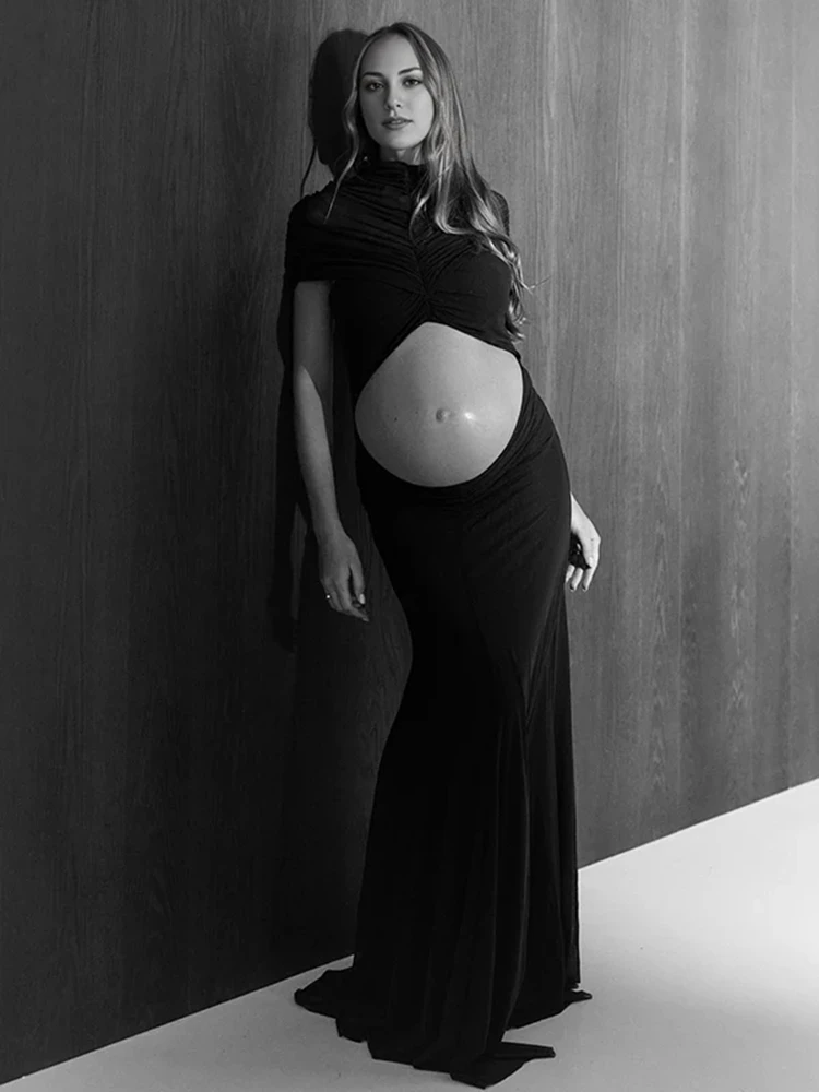 Pregnancy Photo Shoot Two Piece Mesh Cutout Maxi Gown Elegant Stylish Maternity Dress Maternity Photography Outfit Prop for Moms view 6