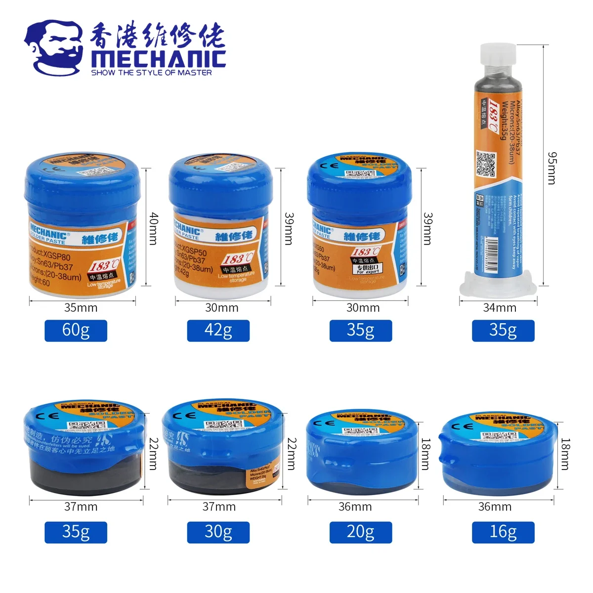 MECHANIC XG Series Solder Paste Flux Melting Point 183℃ Tin Soldering Flux Welding Paste for Phone SMD SMT BGA Rework Tools