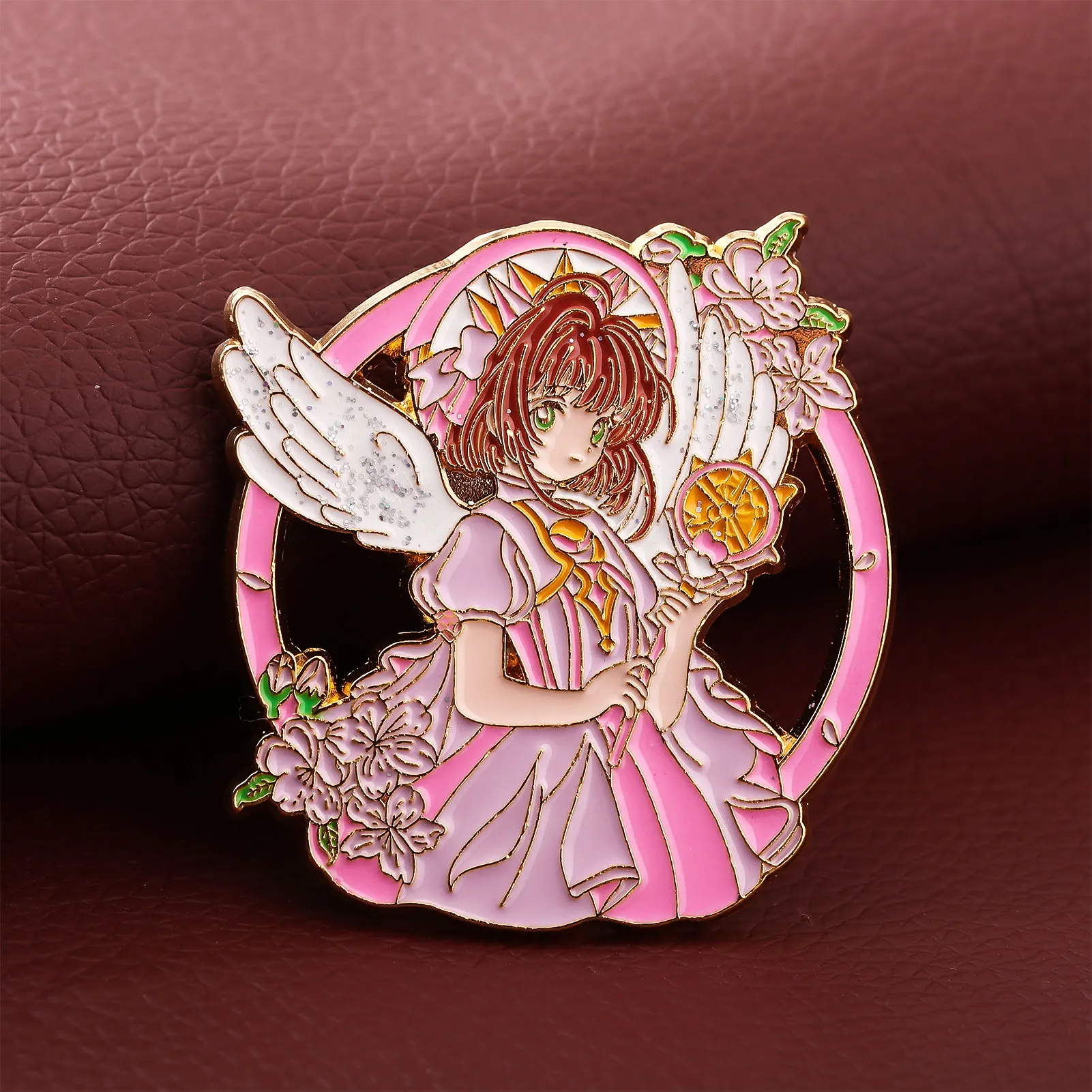 أنيمي بطاقة الآسر الكرتون لطيف كينوموتو ساكورا المينا دبابيس للنساء الرجال شارة التلبيب الفتيات تأثيري الدعائم بروش مجوهرات هدايا
