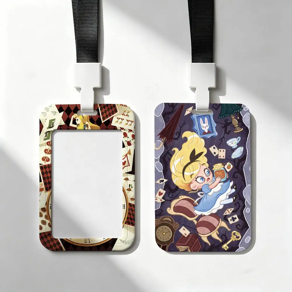 Fairtale A-Alice In W-Wonderland Card Holder Neck Strap Pendant Door Badge Holder Lanyards Keychain Work Credential Case Gift
