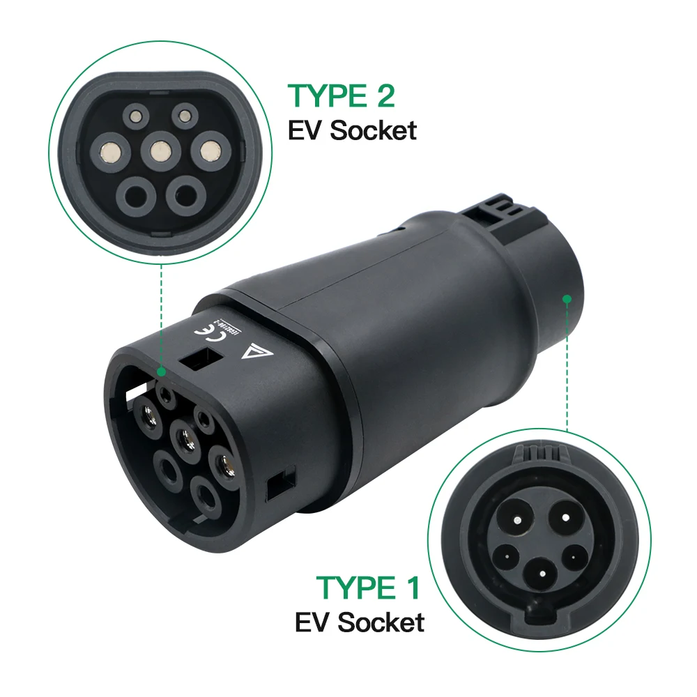 Chiefleed 32A 7.2KW Tipo 1 a Tipo 2 Adattatore per caricabatterie EV SAEJ1772 a IEC-62169 Convertitore di ricarica Veicolo elettrico Ibrido Auto UE