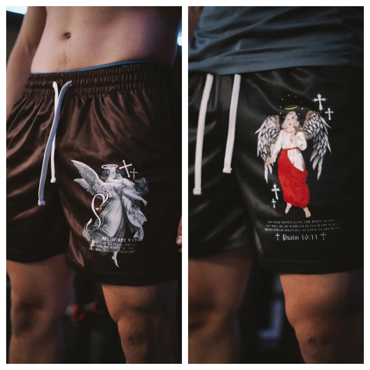 

Summer hot-selling angel cross-print fitness sports men's casual jogging Y2k training shorts motorcycle quick-drying shorts