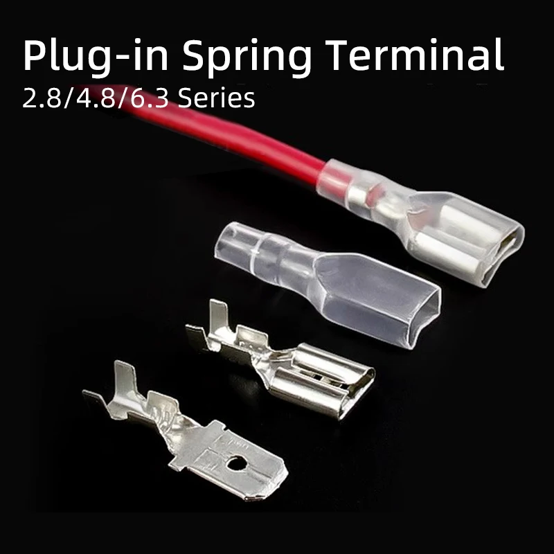 

100Set/lot 2.8/4.8/6.3mm Crimp Terminal Insulated Welding Insert The Plug-in Spring Sheathed Wire Connector