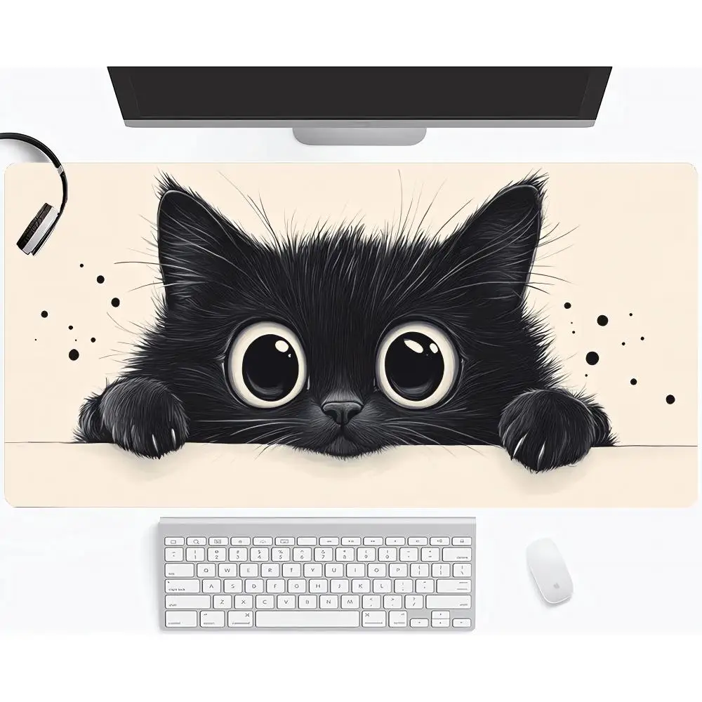 

Милый аниме-коврик для мыши в стиле каваи, черный, большой, для компьютера, офиса, игр, резиновый, противоскользящий, для клавиатуры и мыши, длинный настольный коврик