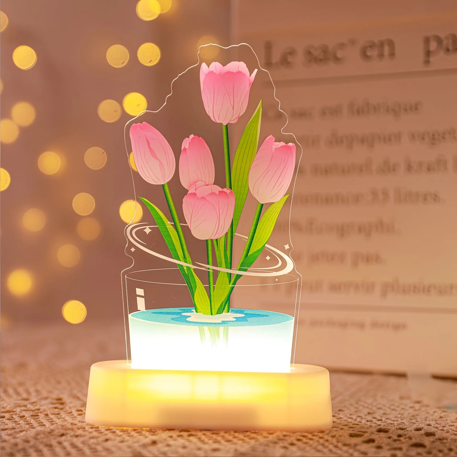 Tulip Night Light - DIY Desk LED Night Light 3D Lamp Tulip Bell Orchid Night Light Led Table Light 3D Night Light Birthday Gift