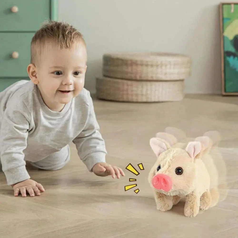 with Wagging Tail Electric Pig Can Walking Simulation Electric Walking Pig Funny Cute Stuffed Animal Pig Interactive Play