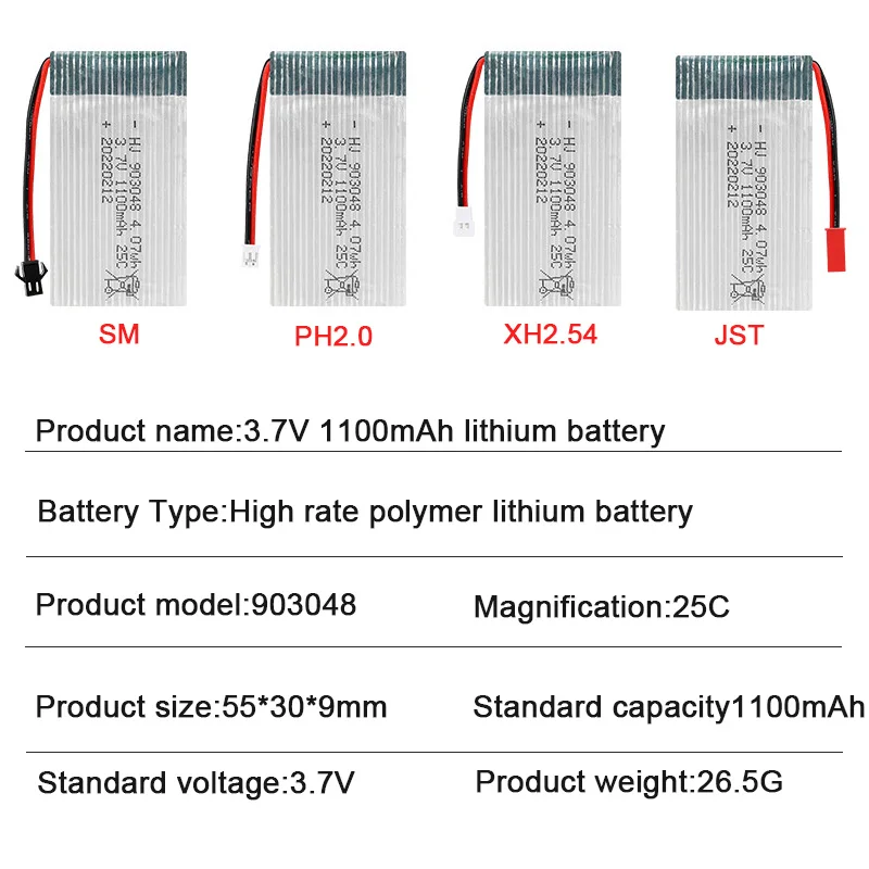 High Quality 903048 Battery 3.7V 1100mAh 25C for Drone Syma M18 H5P X709 T22 X5SW Quadcopter RC Model Electric Toys Batteries