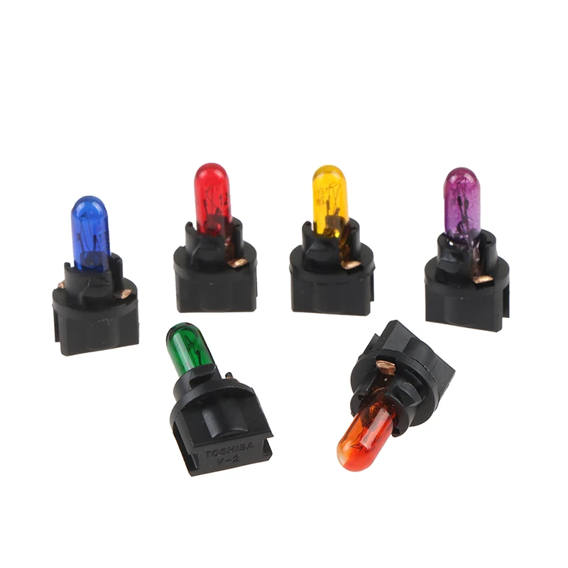 10pcs W1.2W Car Led Bulb Interior Lights Dashboard Heating Indicator Wedge Auto Instrument Lamp Air Conditioning Lamp 12V