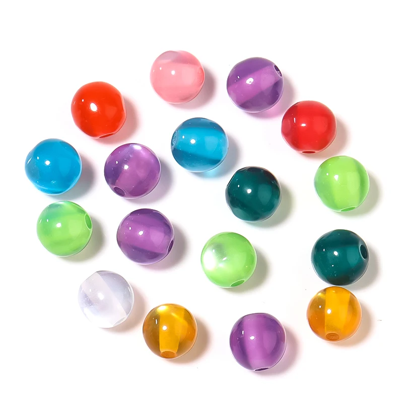 6 8 10 12mm Resin Round Beads Colored High Quality Cat's Eye Loose Beads For Bracelet Necklace Making DIY Jewelry Supplies