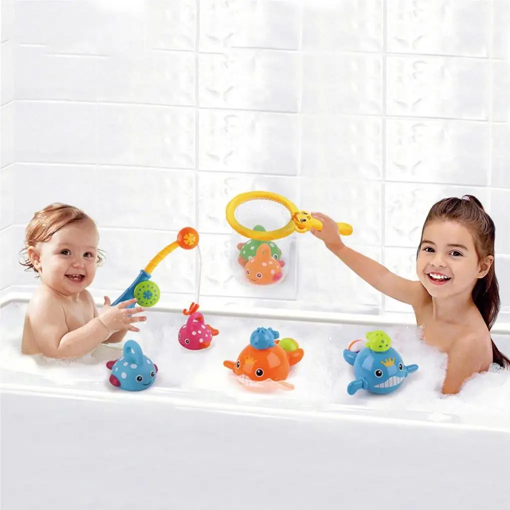 Kids Fishing Game Bath Toys Bathing Playthings Fish Catching Shower Toys