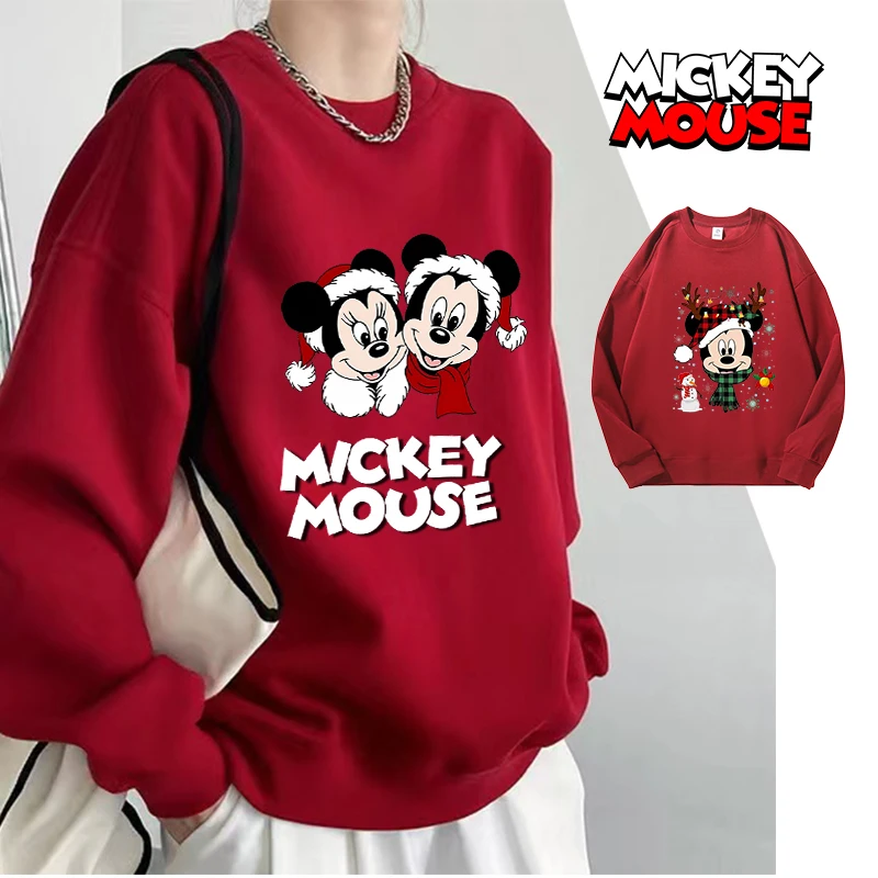 Mickey Mouse WOMEN MEN Christmas Streetwear Long T-Shirts Family Matching Clothes on Canvas Anime TShirt Y2k Top Women Clothes