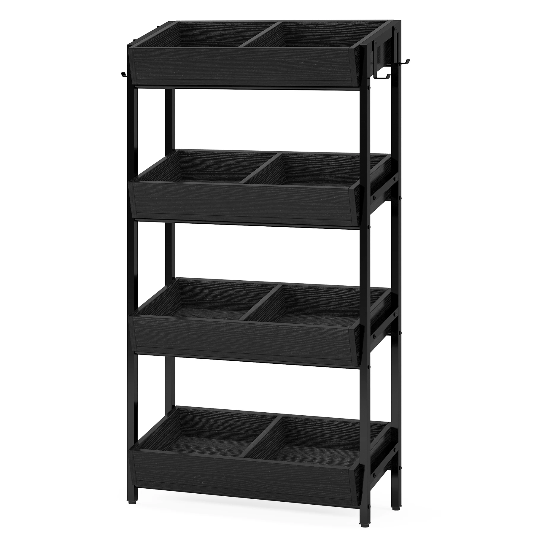 4-Tier Wood Utility Storage Shelves, Fruit and Vegetable Basket Stand for Kitchen, Office, Store, Supremarket