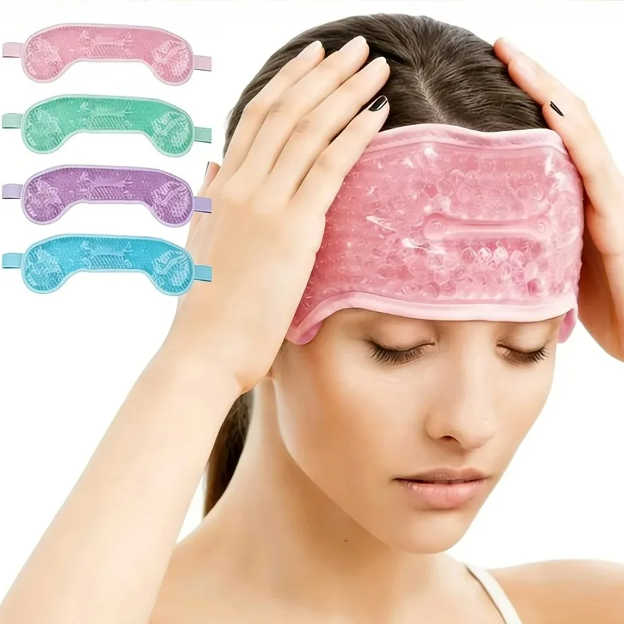 Reusable Gel Forehead Ice Pack Headband, Cooling Head Wrap for Comfort, Soft & Portable for Home Travel Daily Use